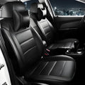 Cow leather car seat cover in beige and black with red colour options showing binding style construction
