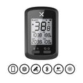 Black plastic bicycle stopwatch with digital LCD display and adjustable nylon wrist strap.