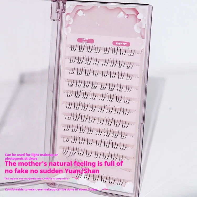 Kitten's paw design false eyelashes on a white background, showing 12 rows and pointed 4-6mm length.