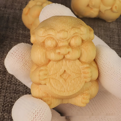 Solid bamboo carving ornament with traditional craft details, 4.5cm height