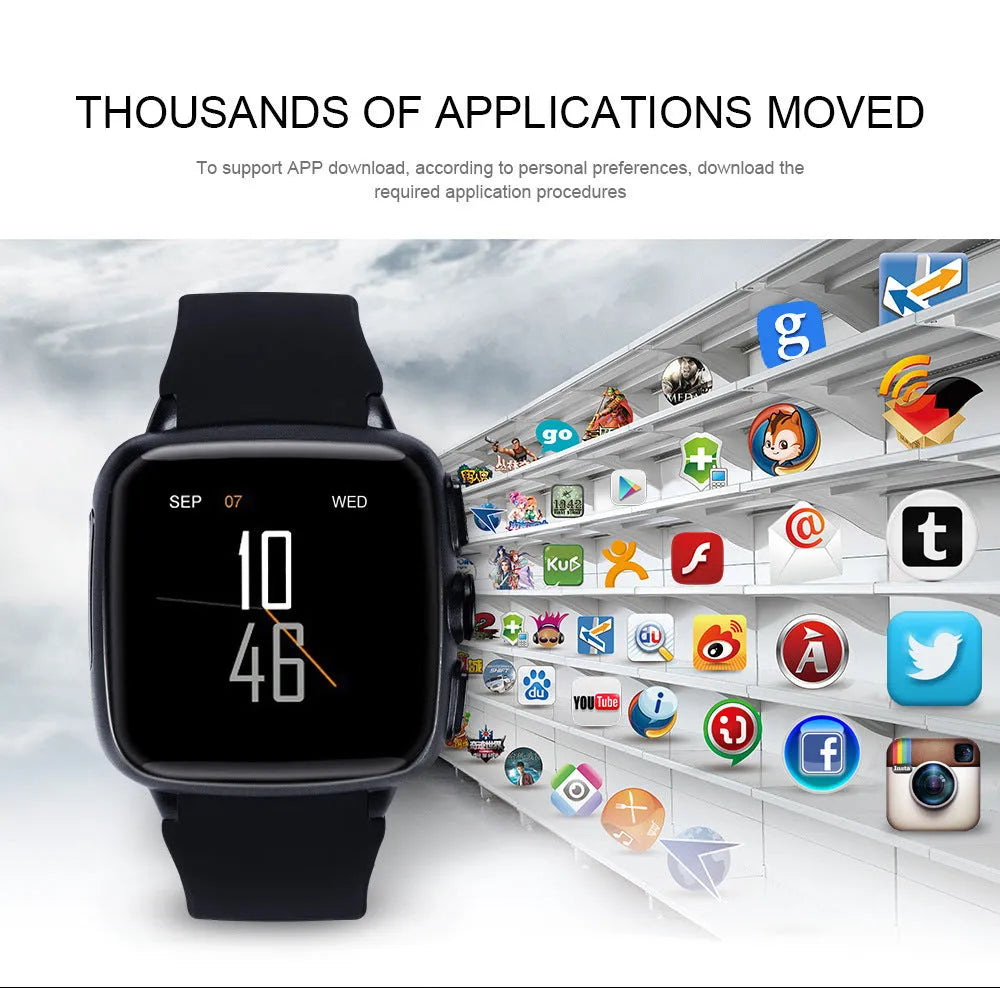 Z01 smart watch with 1.54 inch HD screen shown in black and white colour options on a wrist.