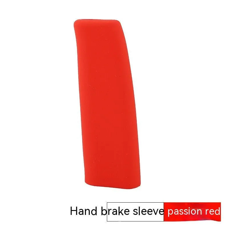 Universal silicone handbrake sleeve cover in assorted colours showing 12cm length