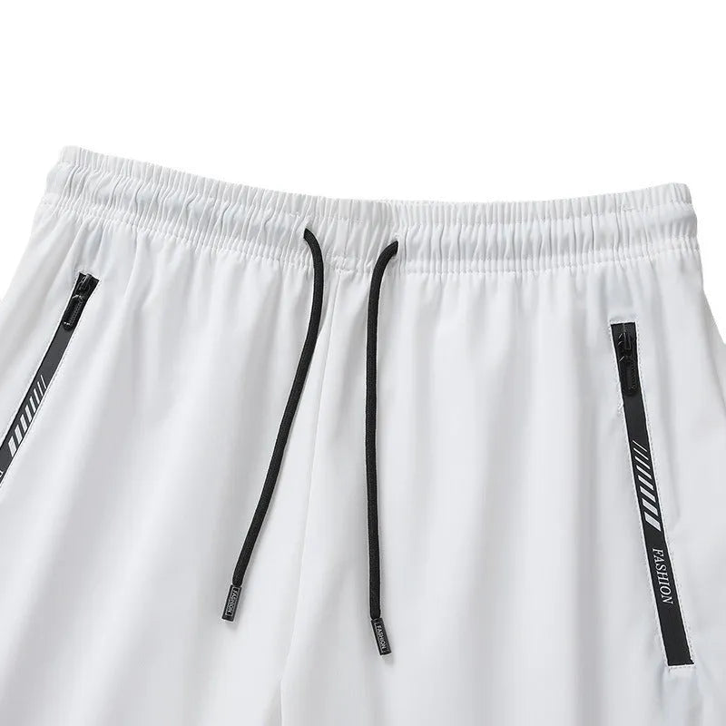 Men's loose fit quick-drying sports shorts in black, available in sizes M to 6XL