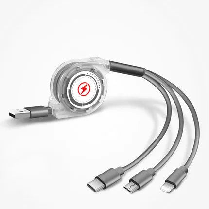 Telescopic charging cable extended to 120 cm length with titanium alloy connector