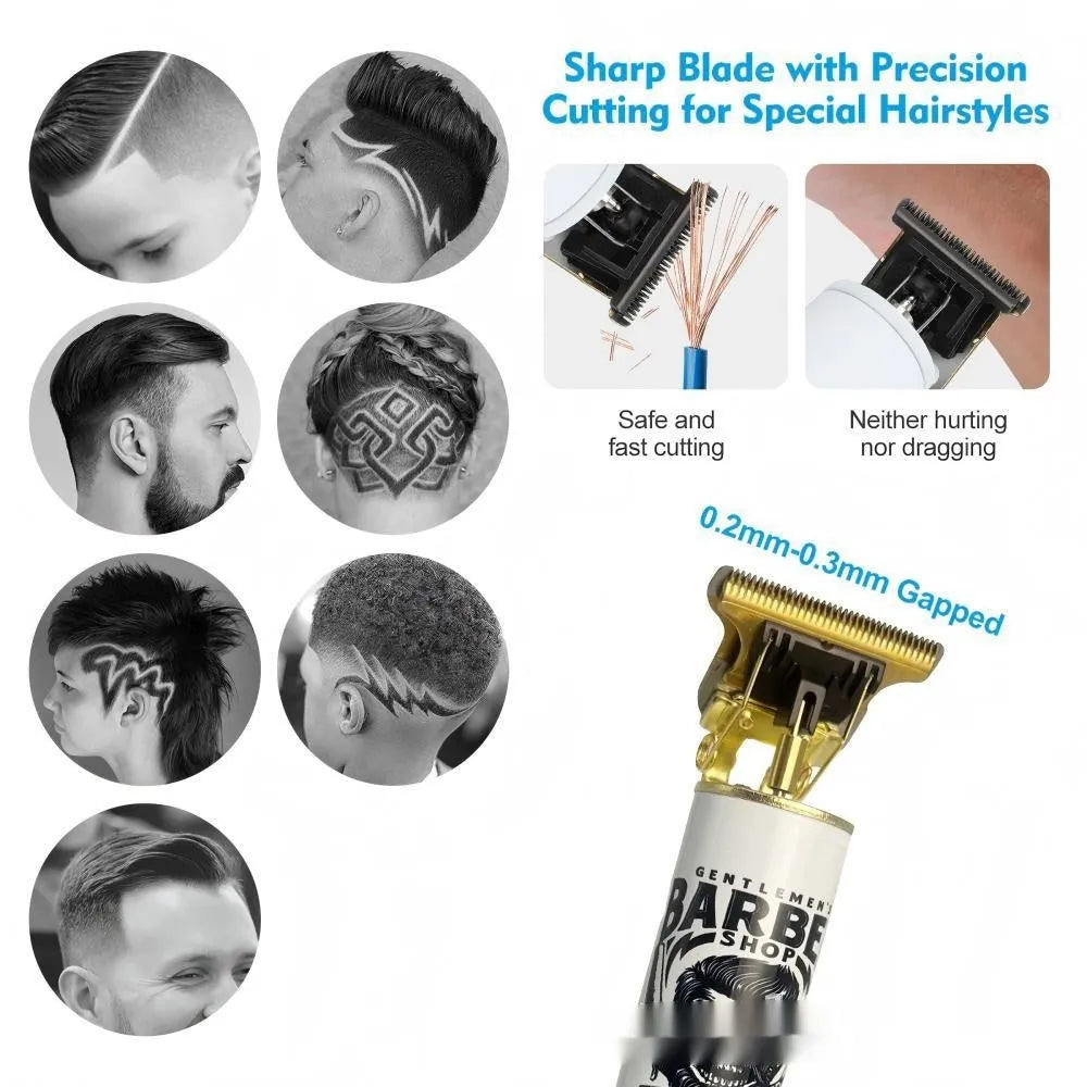 Rechargeable stainless steel hair clipper with plastic body and USB charging cable