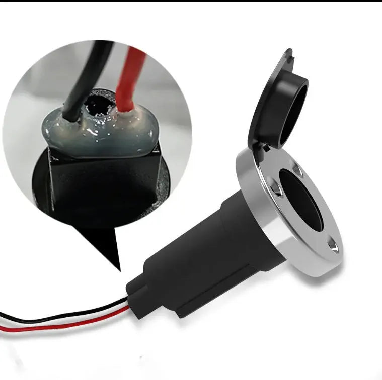 Stainless steel yacht anchor light socket with ABS housing and wired connection