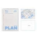 A5 PVC can store spiral notebook in blue or white colour measuring 148x210mm