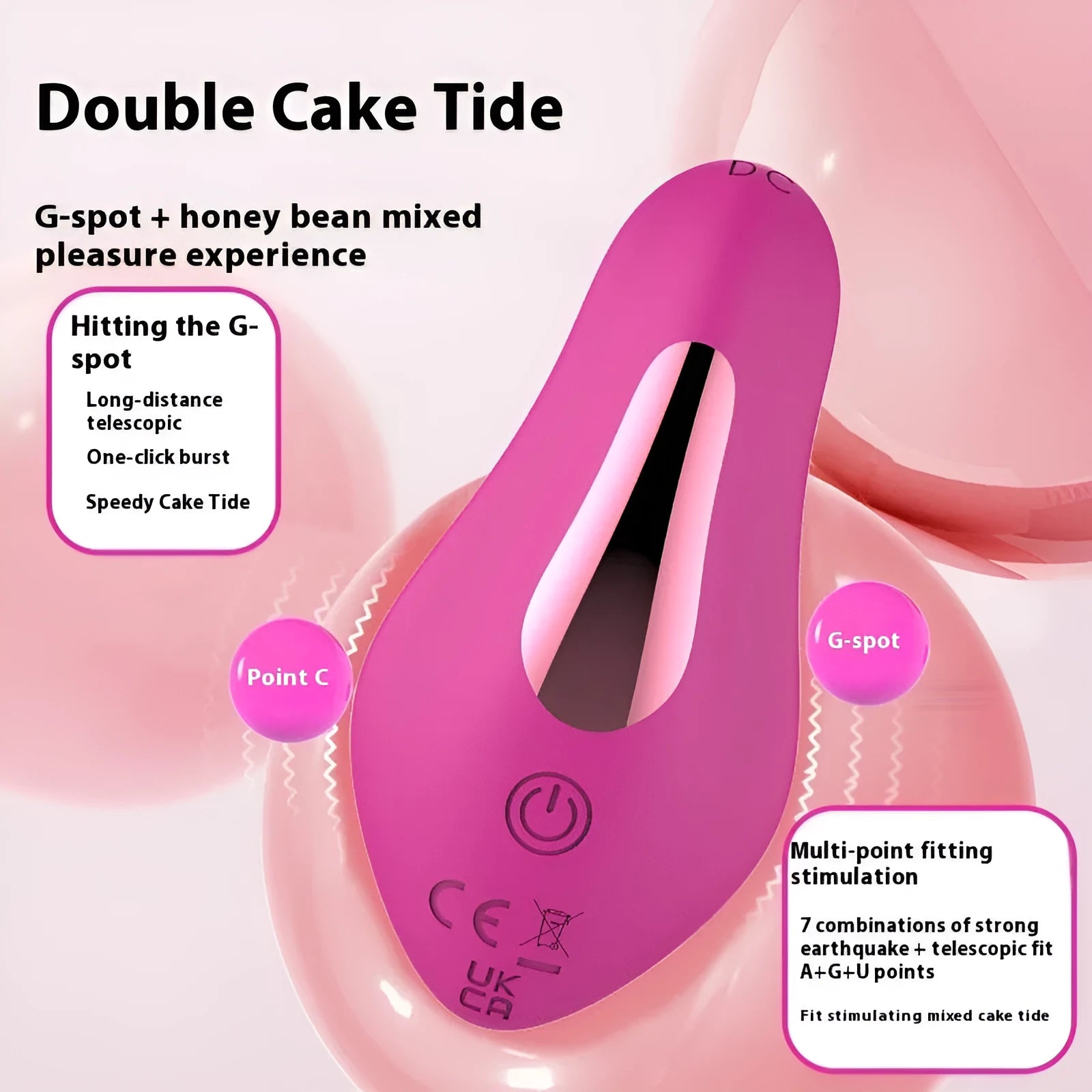 Rose red wearable female massager with silicone body and USB charging port