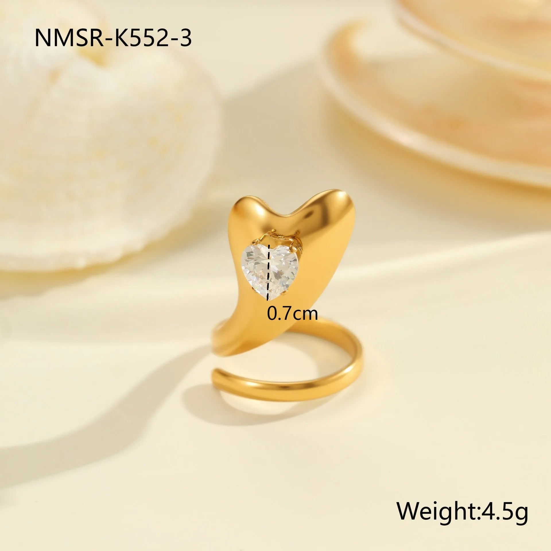 Geometric stainless steel ring with electroplated zircon stones in multiple colour options