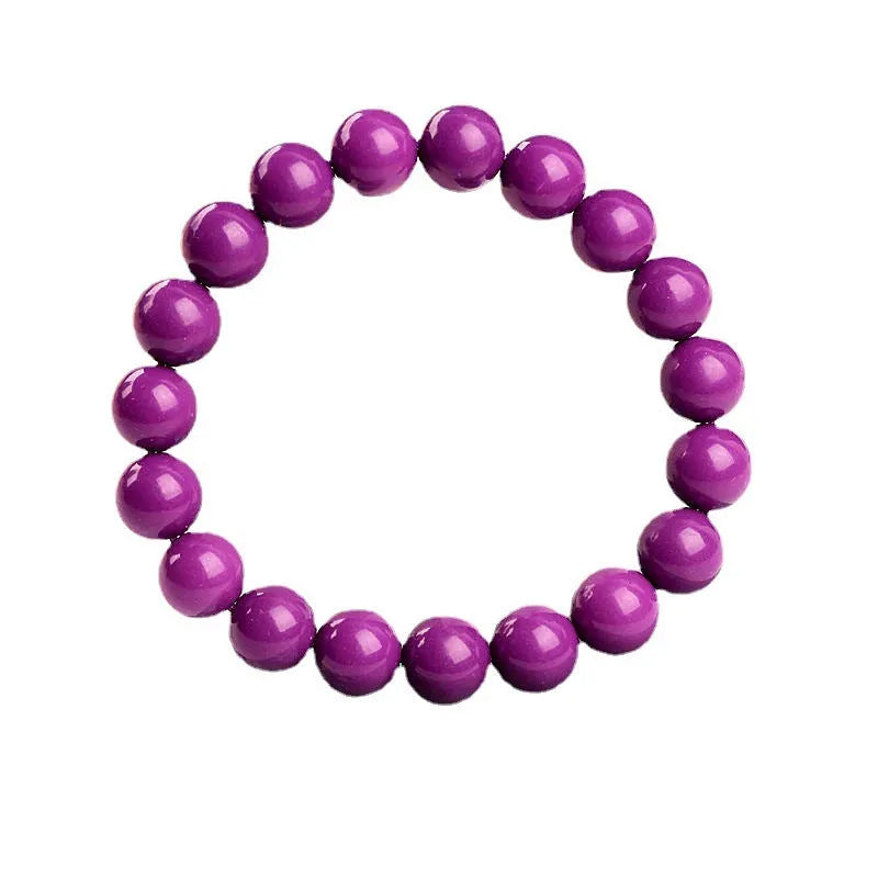 Jiuya purple crystal bracelet with polished beads showing three distinct size options