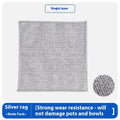 Silver wire and coloured microfiber cleaning cloths in 20x20cm and 25x25cm sizes laid flat.