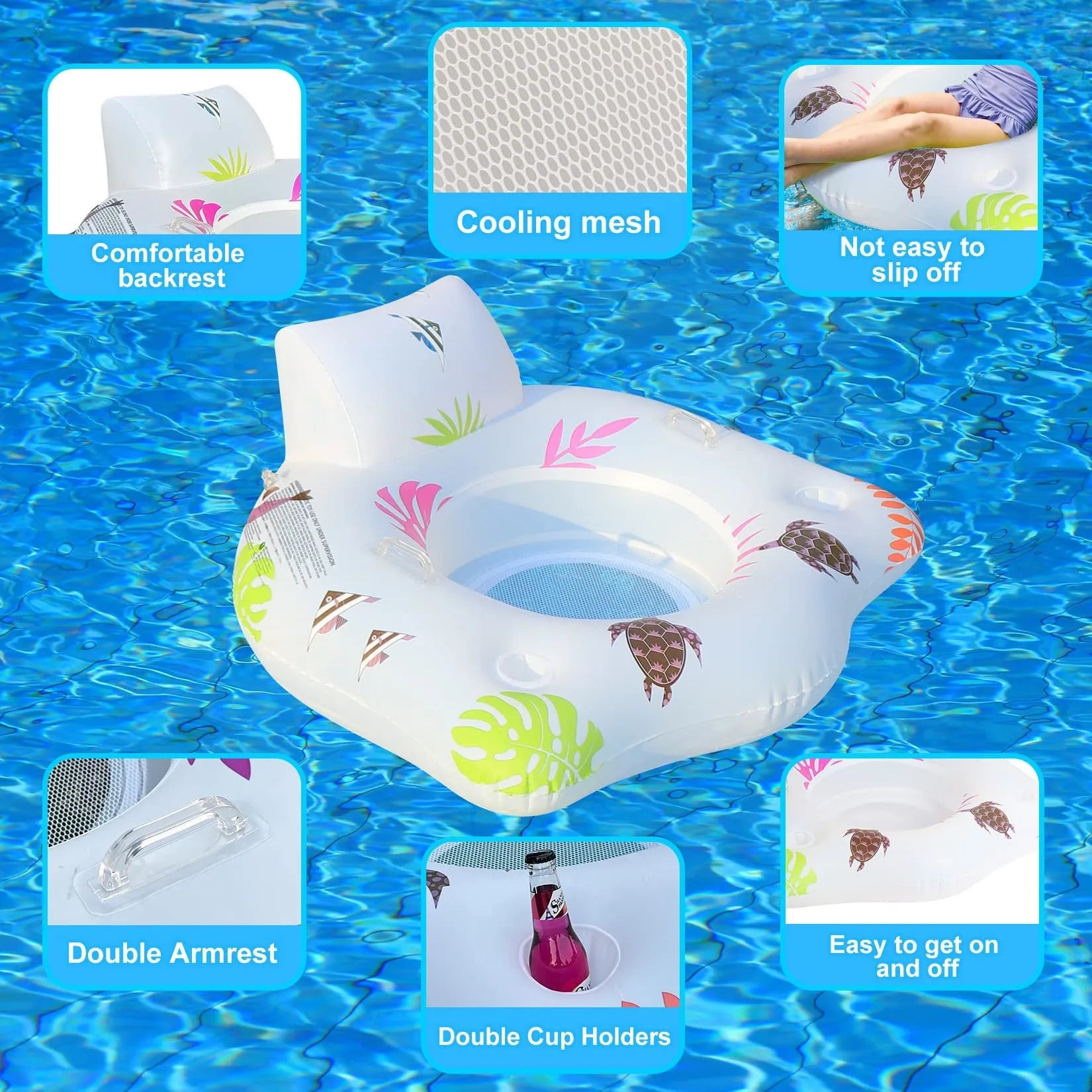 White U-shaped luminous inflatable float measuring 120 x 120 cm