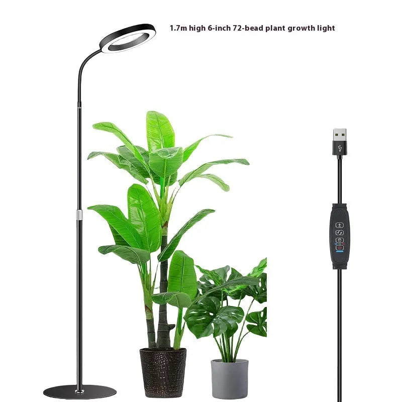 6-inch retractable floor plant grow light with adjustable 160cm aluminium alloy lamp holder
