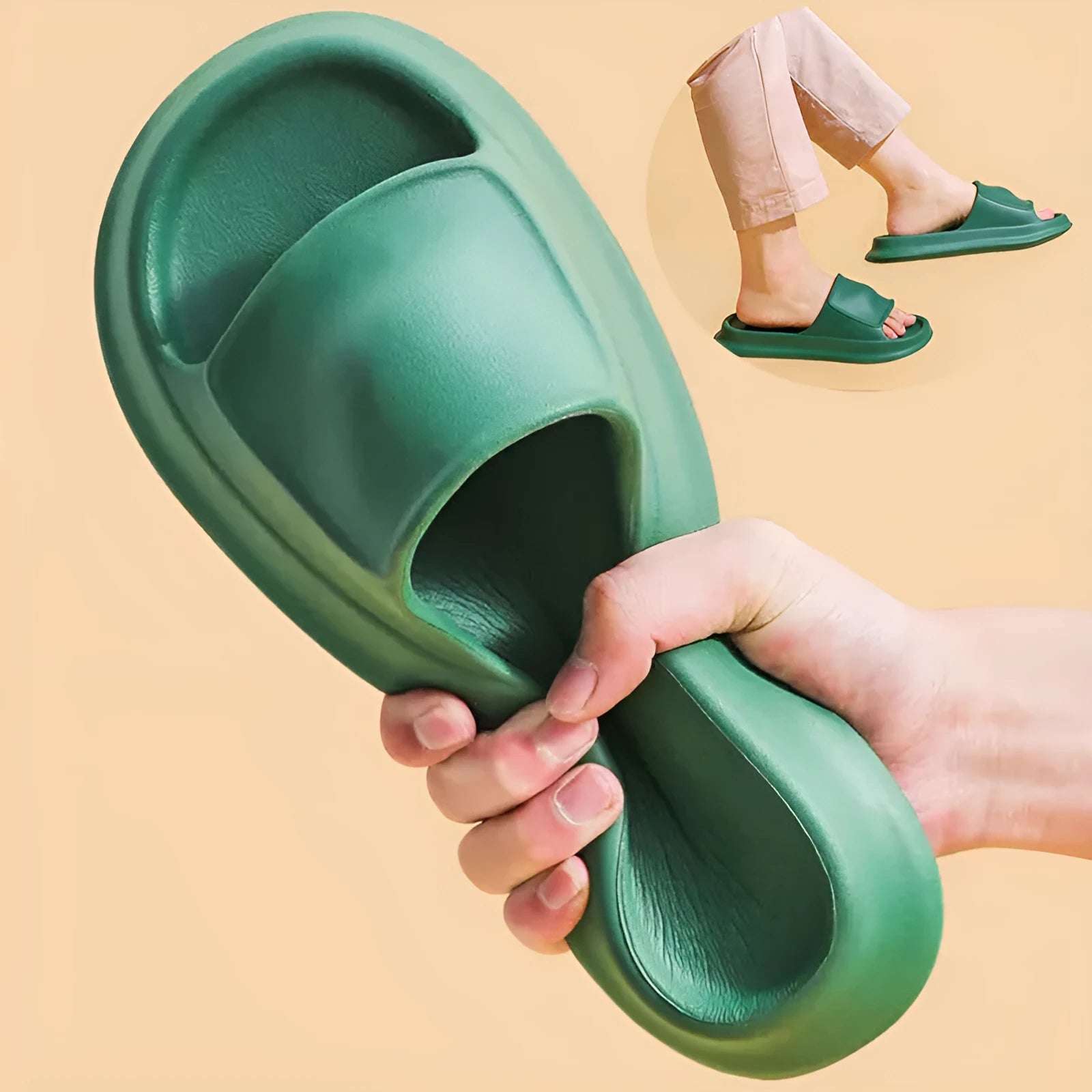 Soft EVA bathroom slippers with 3.5cm thick sole in seven colour options
