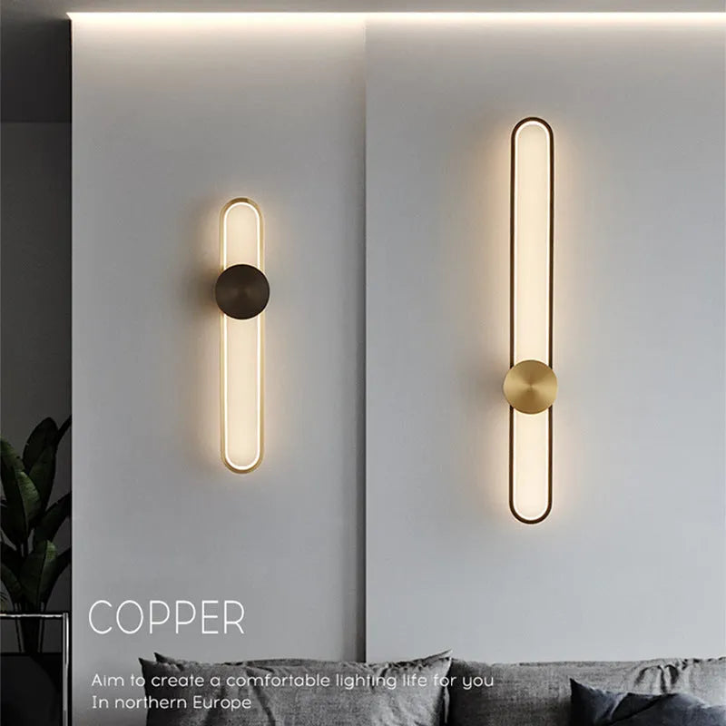 Modern minimalist circular wall lamp with iron shade and warm LED lighting