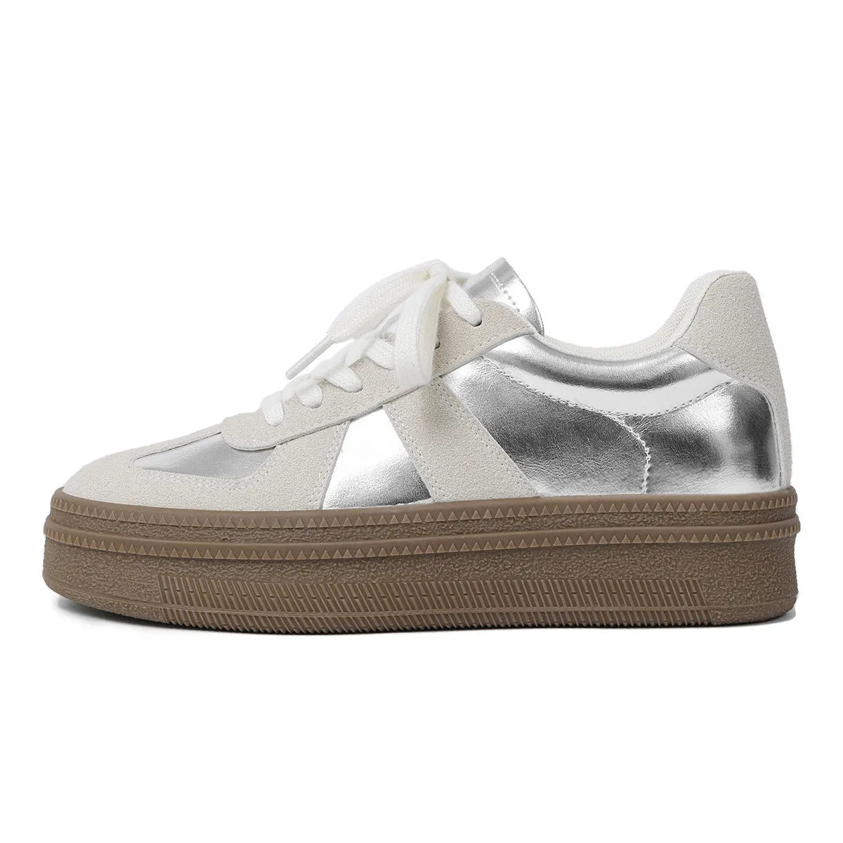 Retro board shoes with cross shoulder straps and matte upper in milky white colour