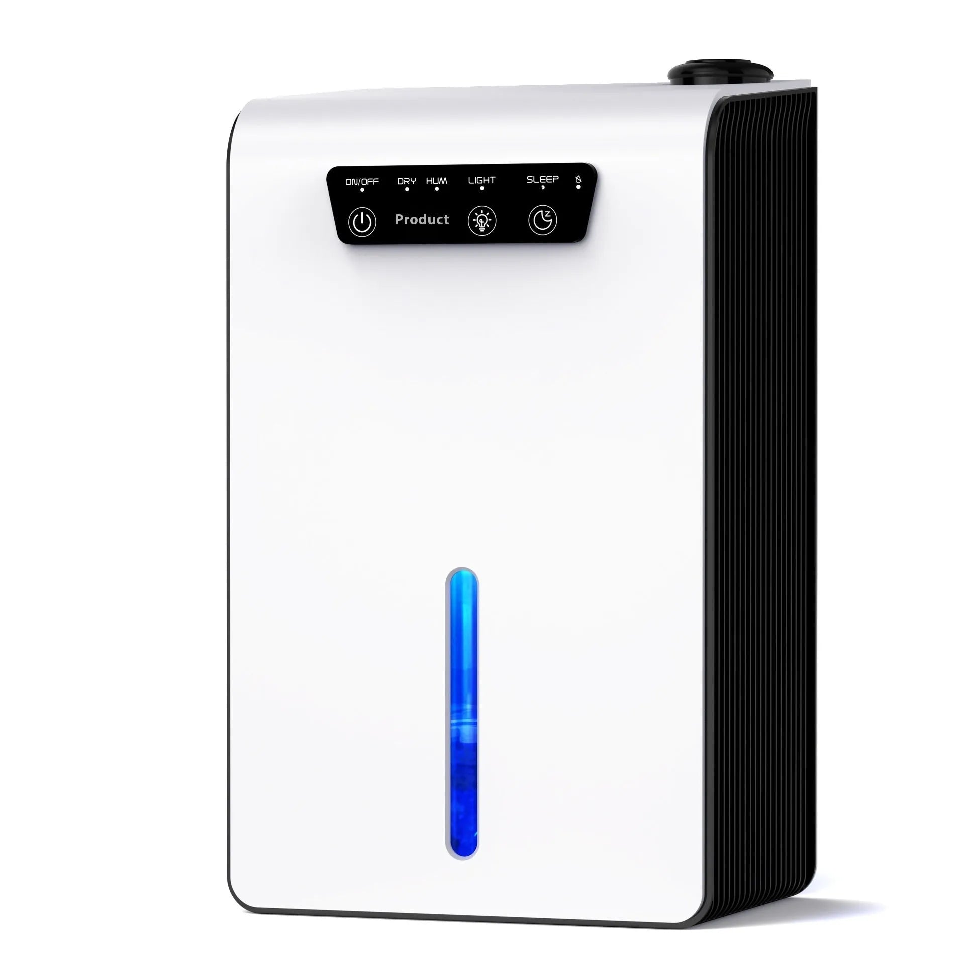 Milky white compact household dehumidifier for bedrooms and small rooms.