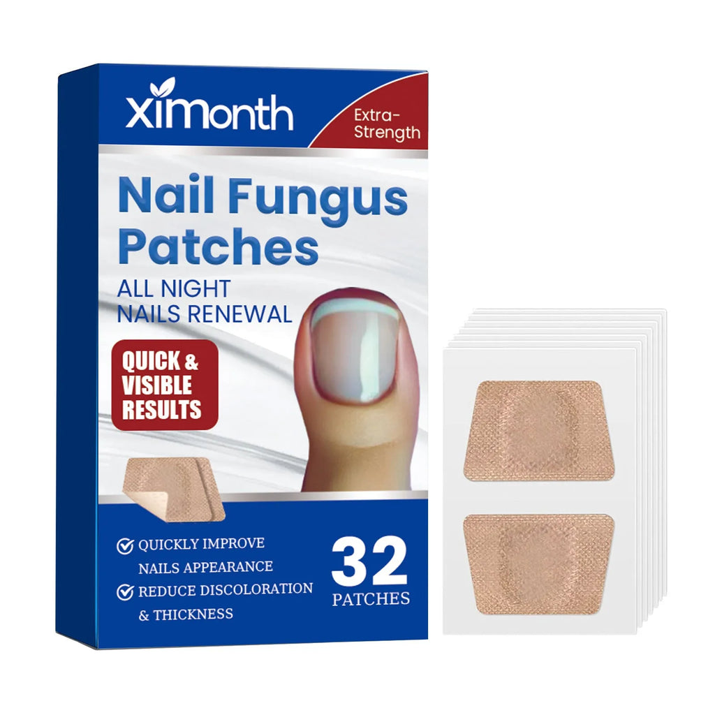 Box of 32 nail repair adhesive bandages with natural ingredients for brittle nails