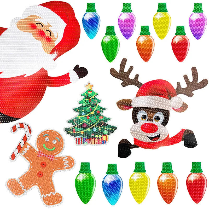 Christmas reflective magnetic bulb paste set with white honeycomb material and magnetic backing
