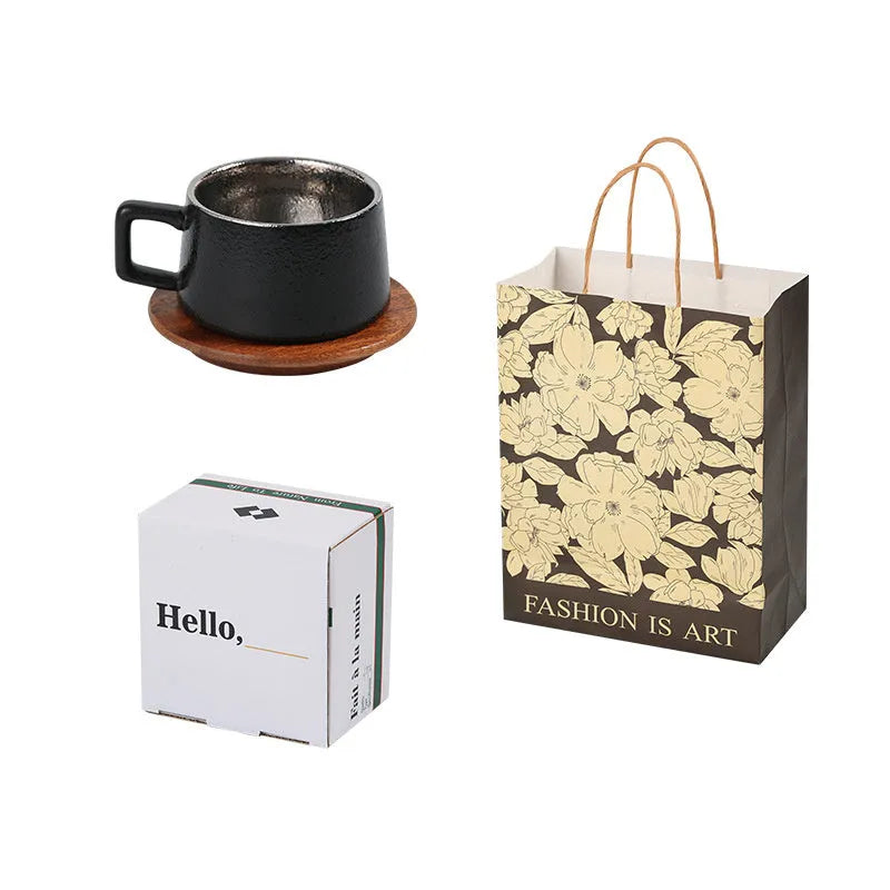 Office gift tumbler coffee cup set with metallic gift box and 250ml capacity