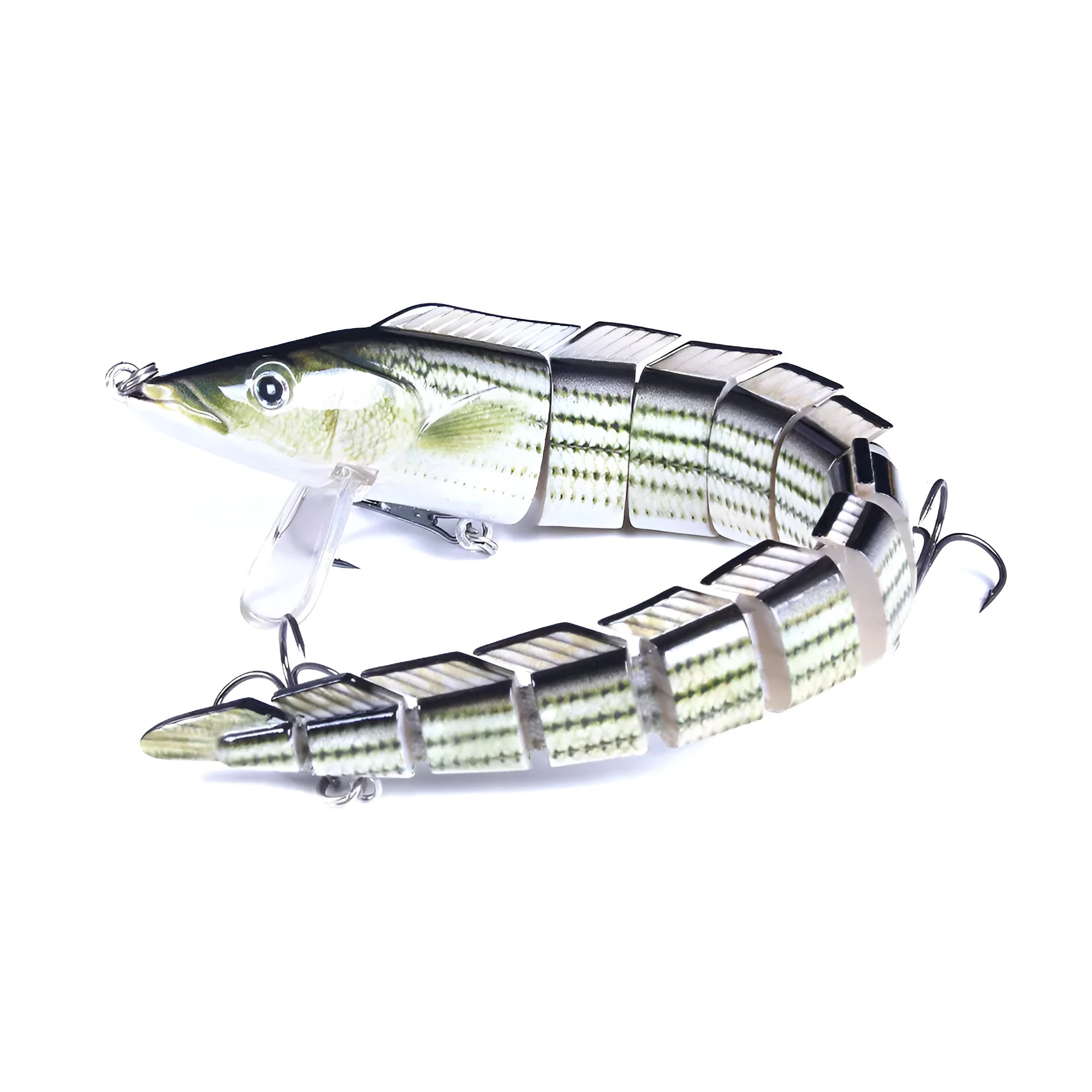 Multi-section soft plastic loach fishing lure measuring 23cm with #2 hook in various colour options