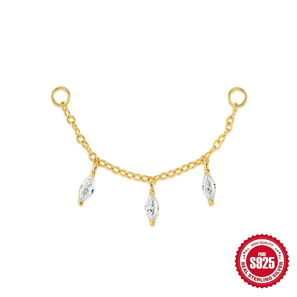 S925 sterling silver water drop earrings with flat spiral geometric design in gold colour