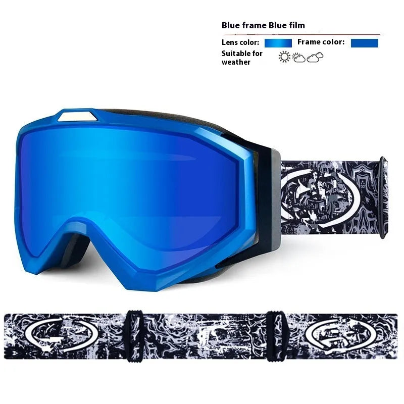 Motorcycle goggles with double-layer anti-fog lenses in various frame and lens colour options.