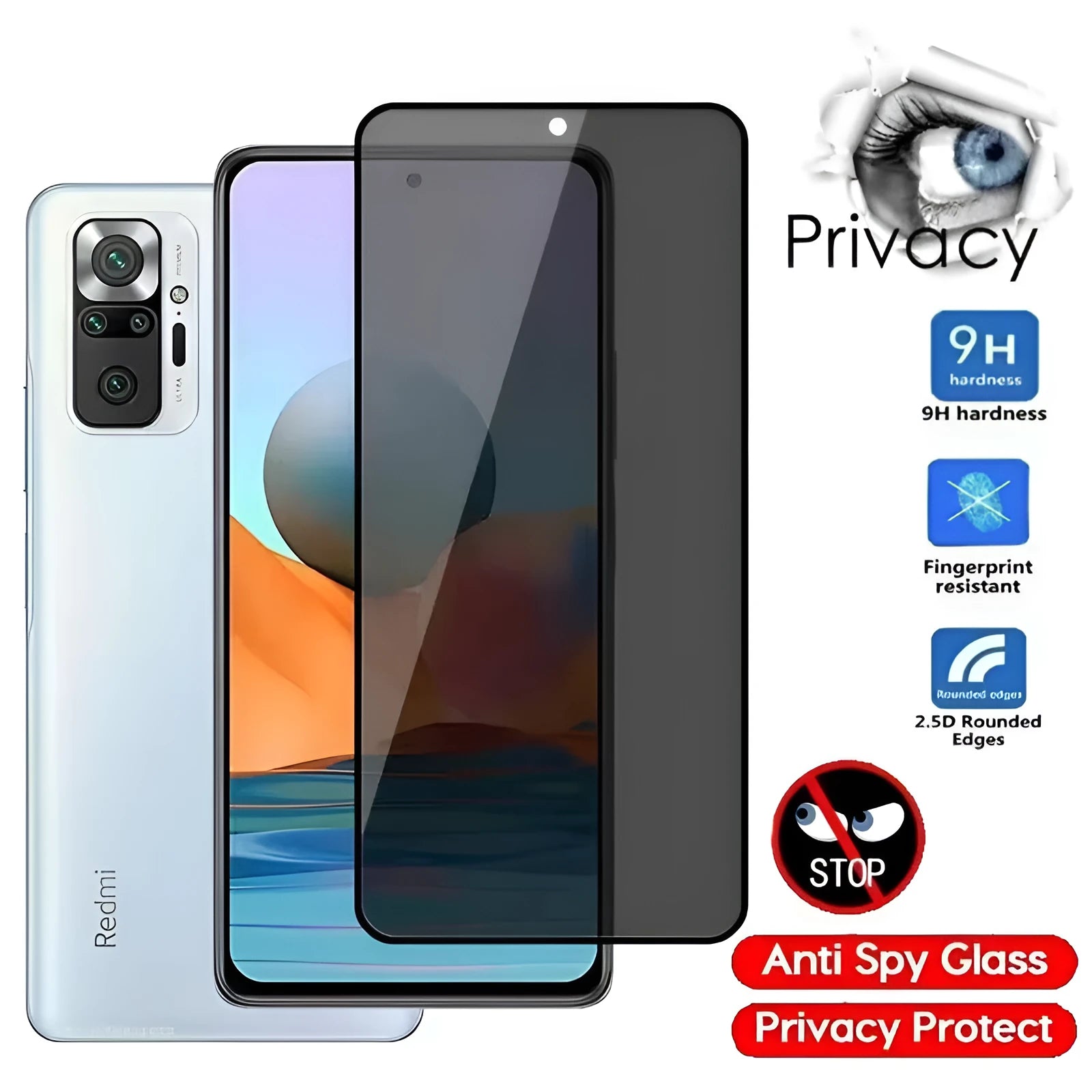 Xiaomi Poco Redmi Note anti-spy privacy screen protector with 0.33mm clear protective film