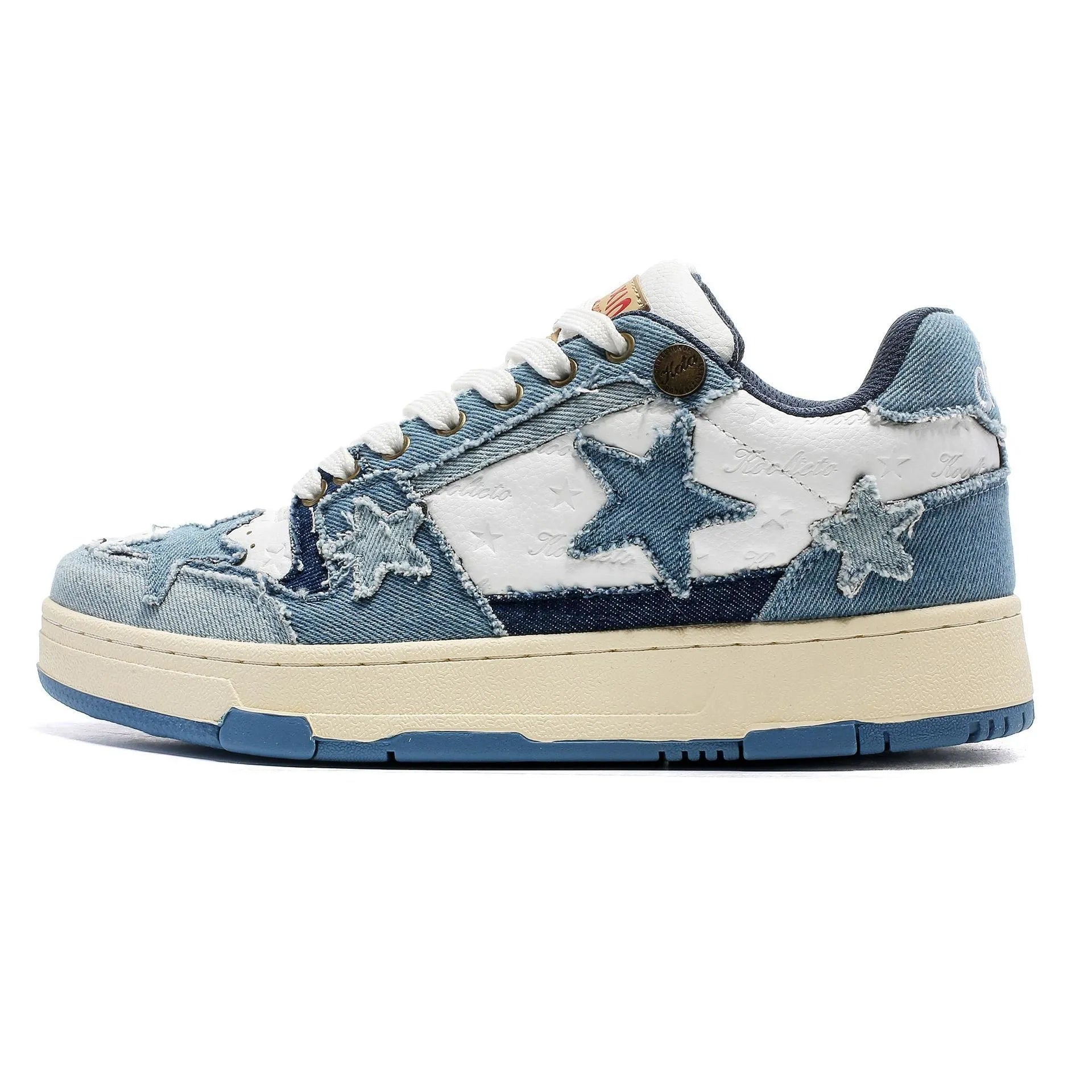 Cowhide leather low-top platform running shoes with round toe and front laces in West Lake dragon well tea joint colour