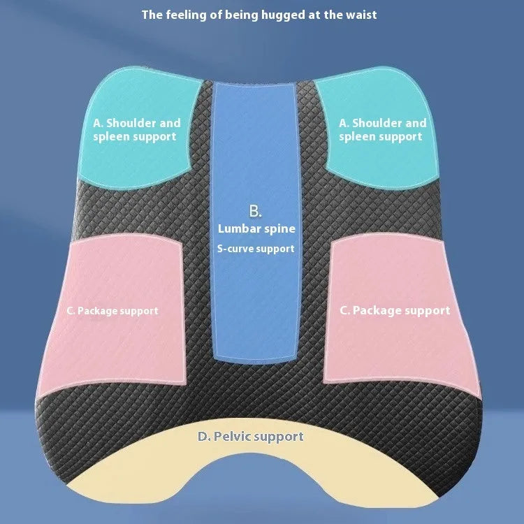 Square lumbar support cushion in gray navy or pink with polyester filling measuring 40x40x8cm for office chair back support