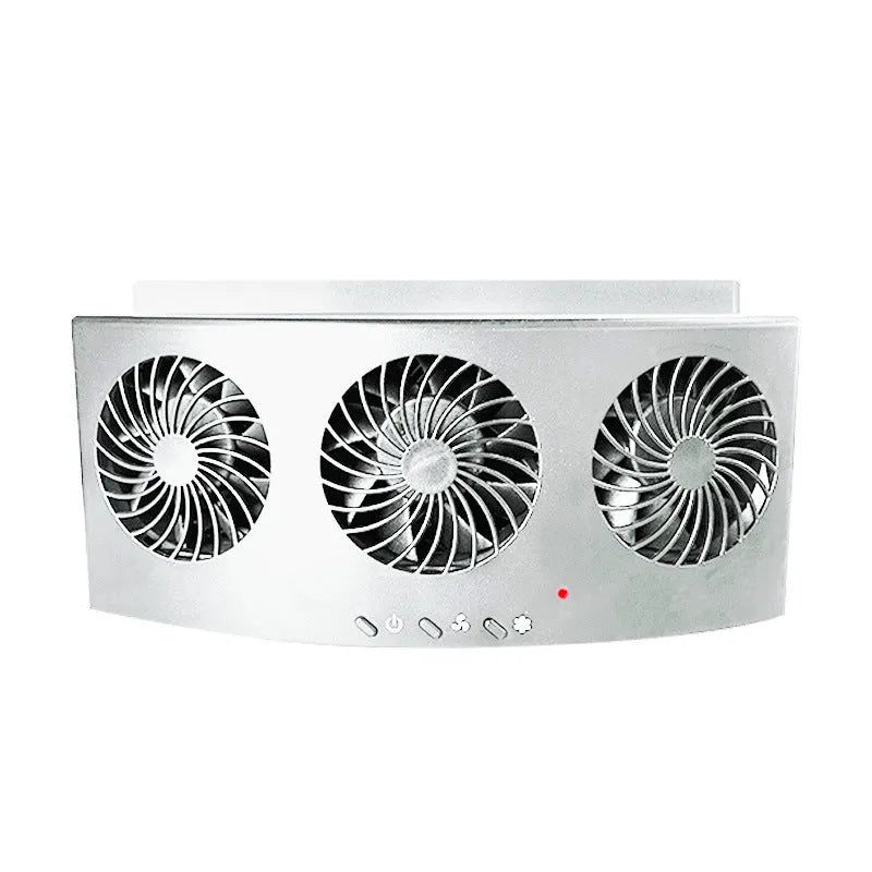 Black USB-powered car ventilation fan on a car dashboard with a 1.5m cable