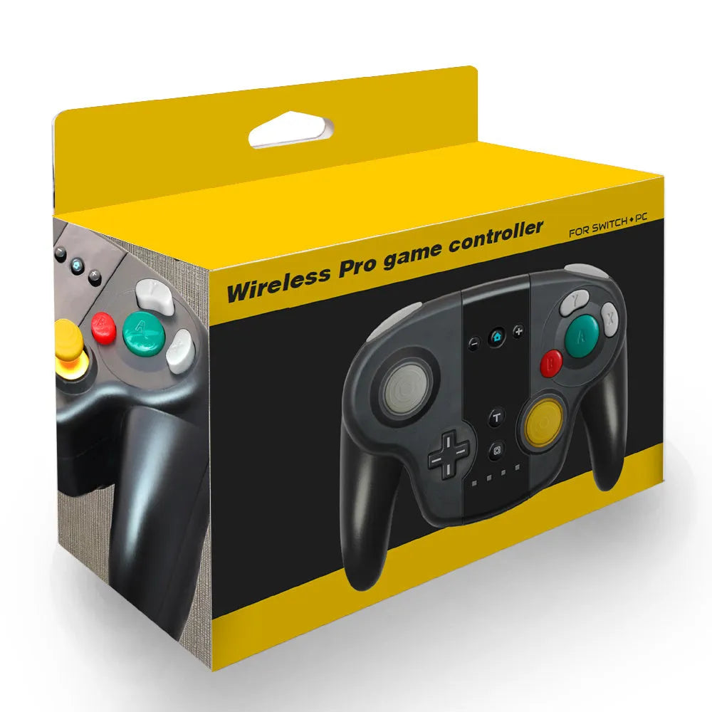 Black wireless gamepad controller with NFC for Nintendo Switch and Windows PC