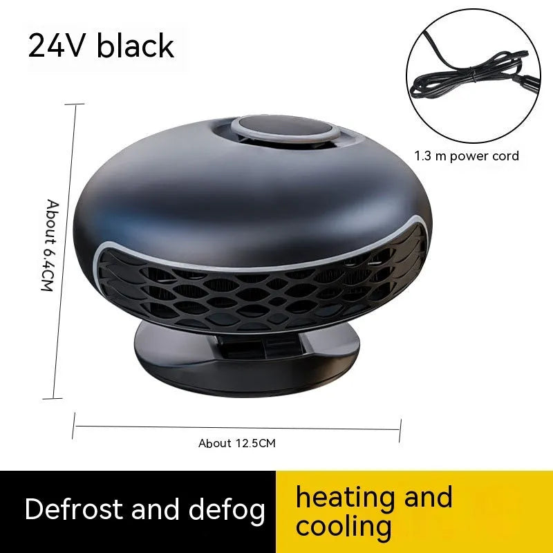 Car warm air blower heater with black ABS casing and electrical cable for vehicle defrosting