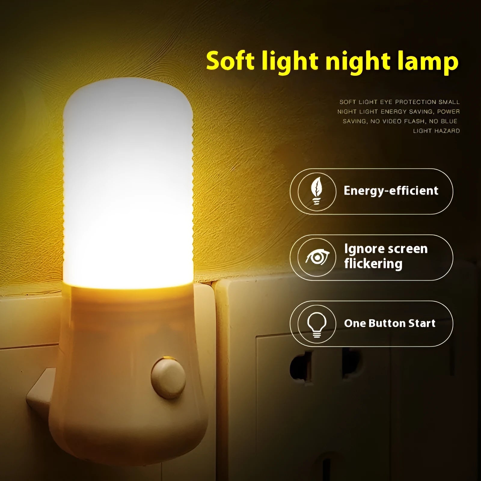 Minimalist cube-shaped plug-in night light with dual-colour switching function