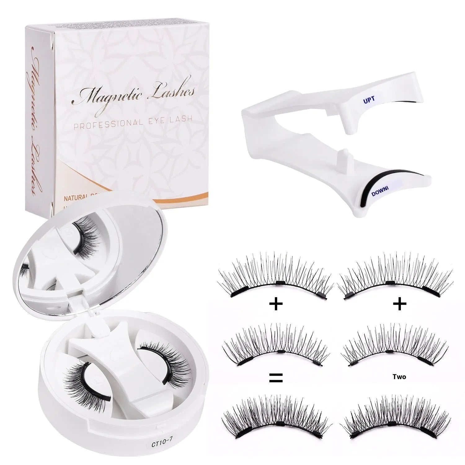 Magnetic false eyelashes with integrated soap holder in portable chemical fibre case