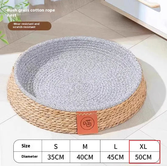 Rattan woven cat bed nest for indoor cats available in four sizes