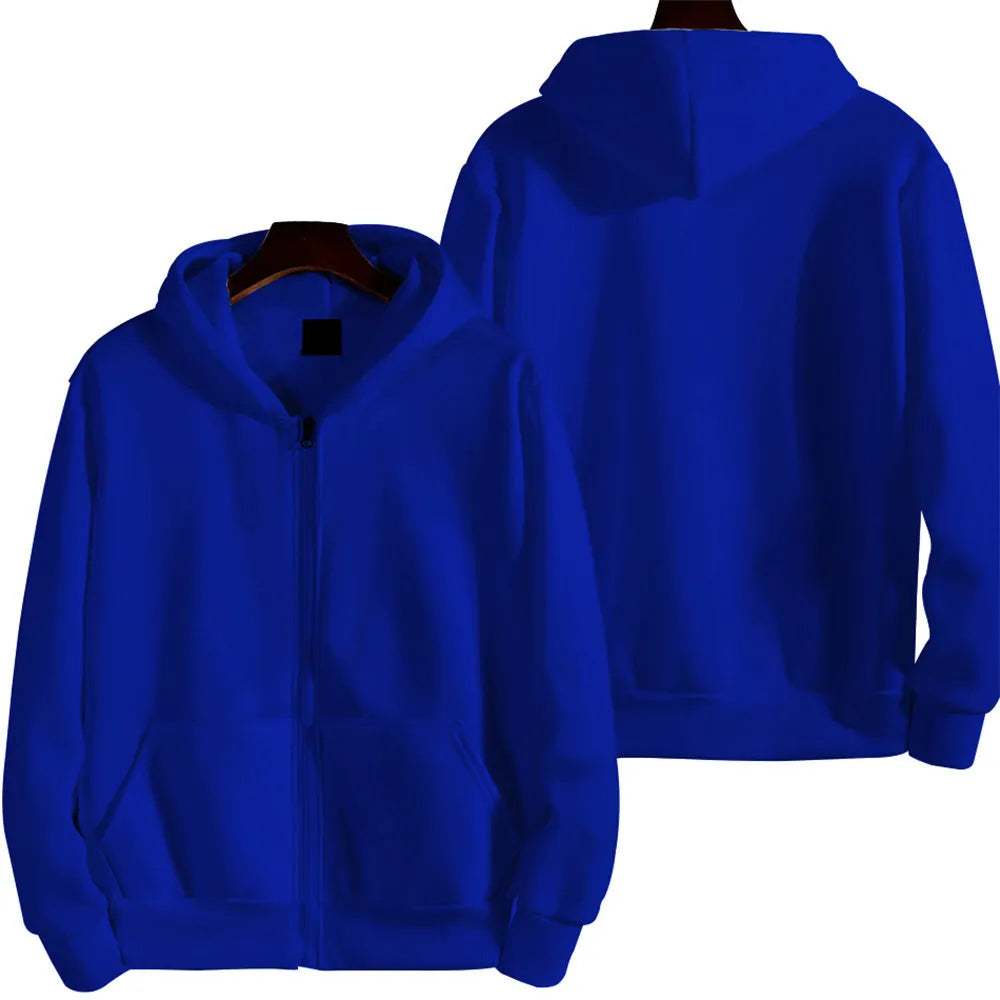 Men's loose fit solid colour sports zipper jacket in polyester spandex fabric