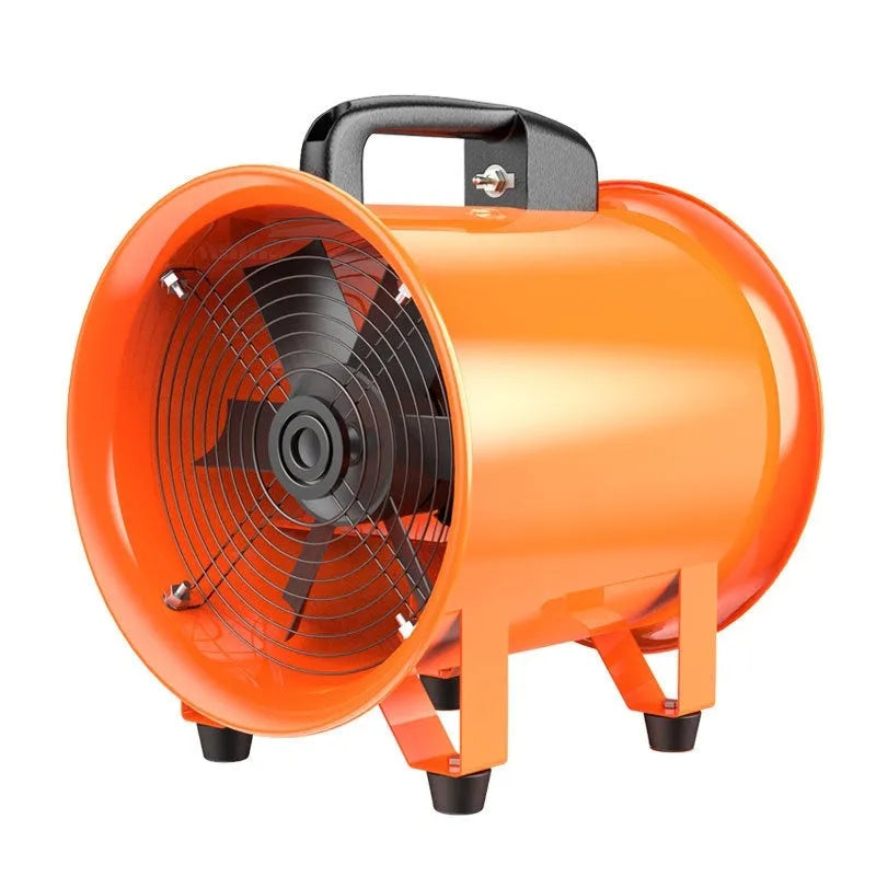 Industrial axial flow ventilation fan with titanium steel blades and flexible air duct for dust removal