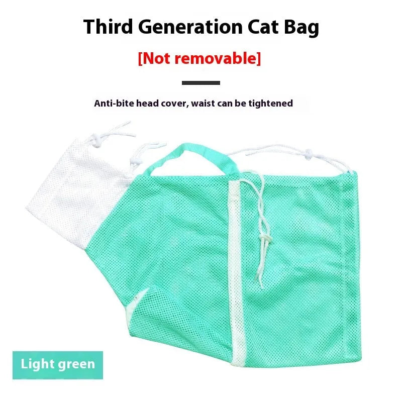 Upgraded 5th generation cat grooming bag in grey white, green white, and pink white colour options
