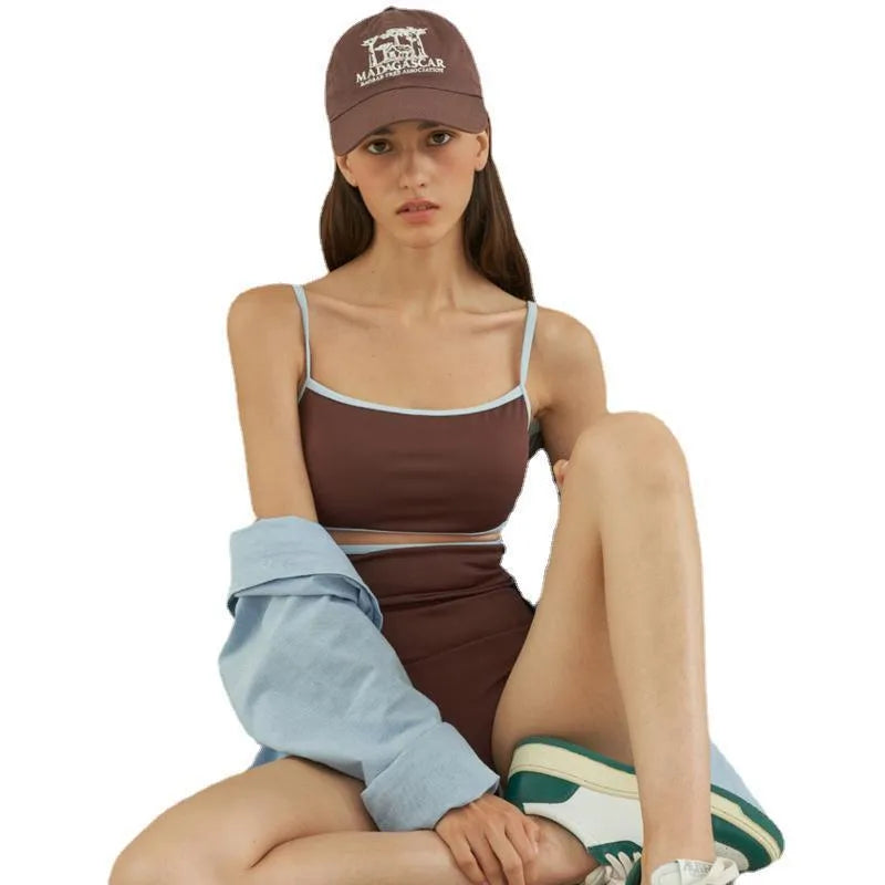 Brown women's one-piece swimsuit with sexy pattern style made from nylon fabric