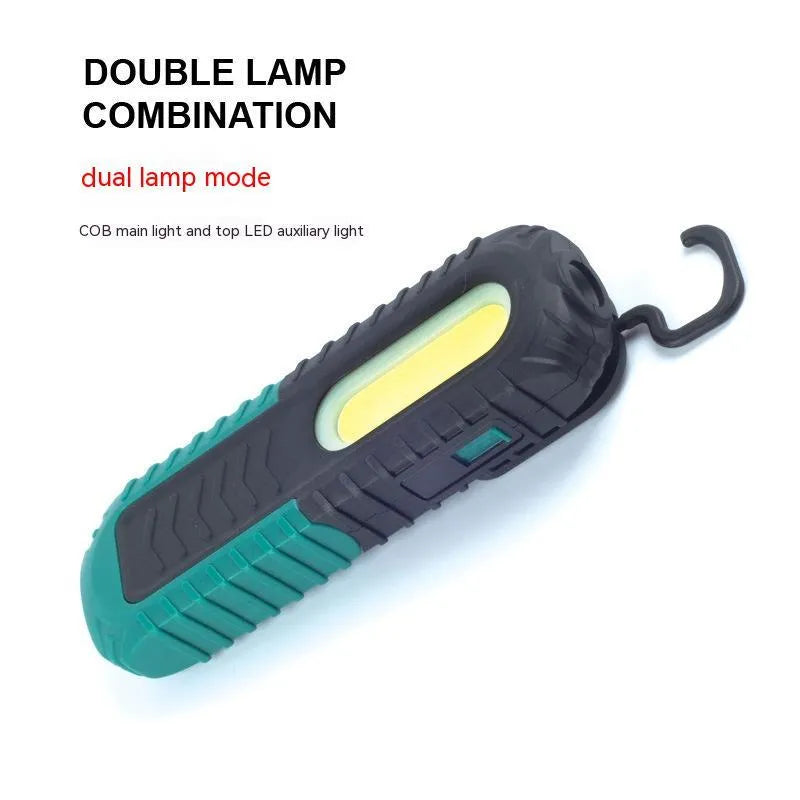 Black and green PET-coated USB auto repair work light for vehicle maintenance inspection