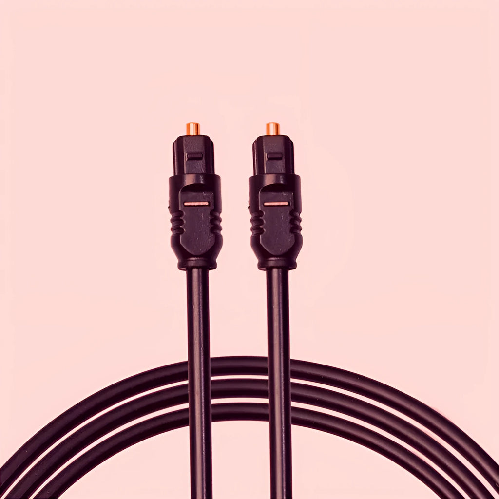 Black 2 metre Toslink optical audio cable with 4mm square connectors