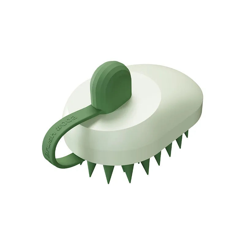 Silicone pet bath brush with massage bristles for dog and cat grooming in shower