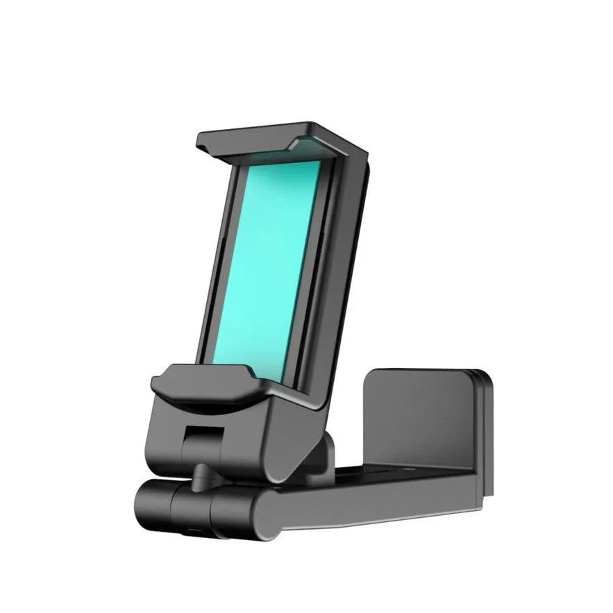 Foldable rotating phone holder in black, green or grey showing multiple viewing angles