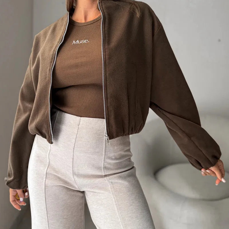 Women's off-shoulder coat with lantern sleeves in polyester fabric casual loose fit design