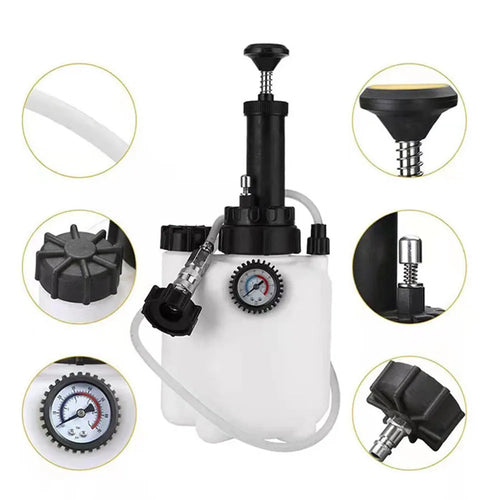 White 3-litre automotive brake fluid bleeder tank and service tool