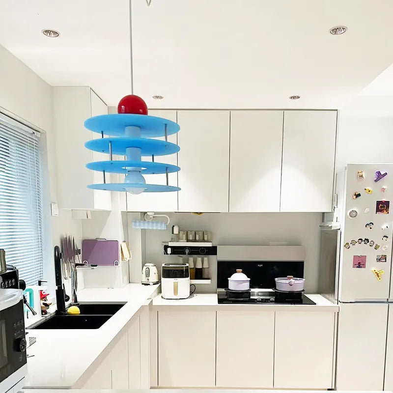 Personalised macaron shaped frosted glass PH5 chandelier pendant light with adjustable brightness.