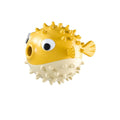 Yellow fish-shaped dog chew toy for aggressive chewers with textured surface