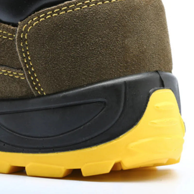 Bronze coloured cowhide steel toe safety shoes with anti-skid sole