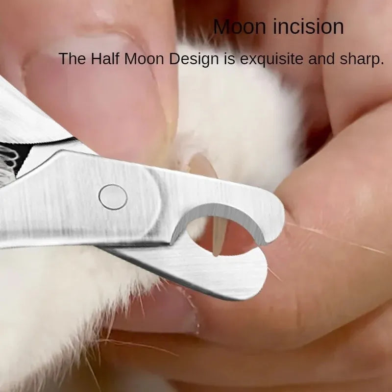 Silver professional pet nail clipper with stainless steel blades and safety guard for dogs and cats.